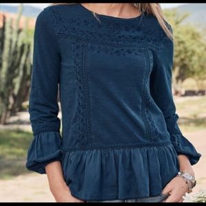 Talitha navy embroidered top. New from Sundance.